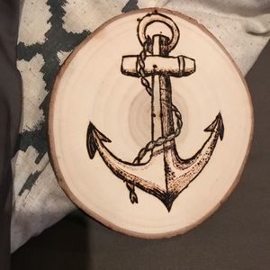 Wood burned anchor